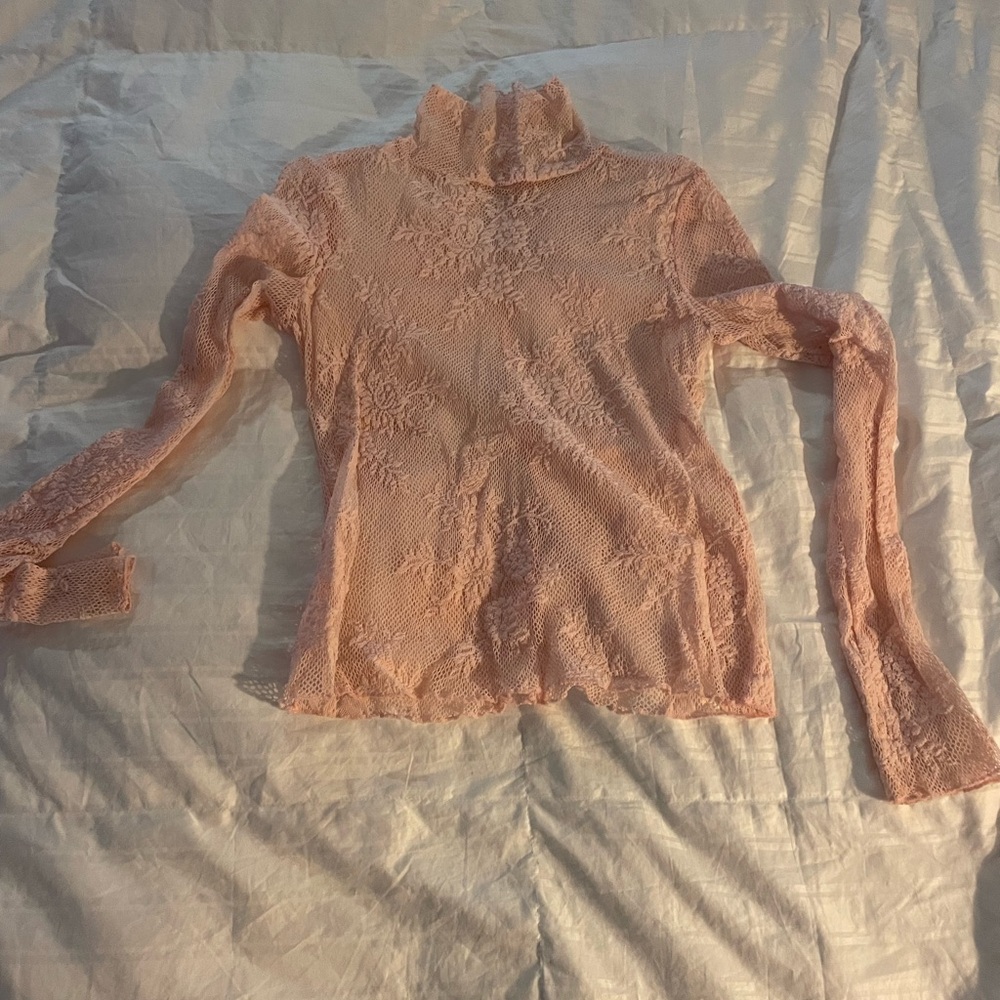 Free People Pink Lace Blouse